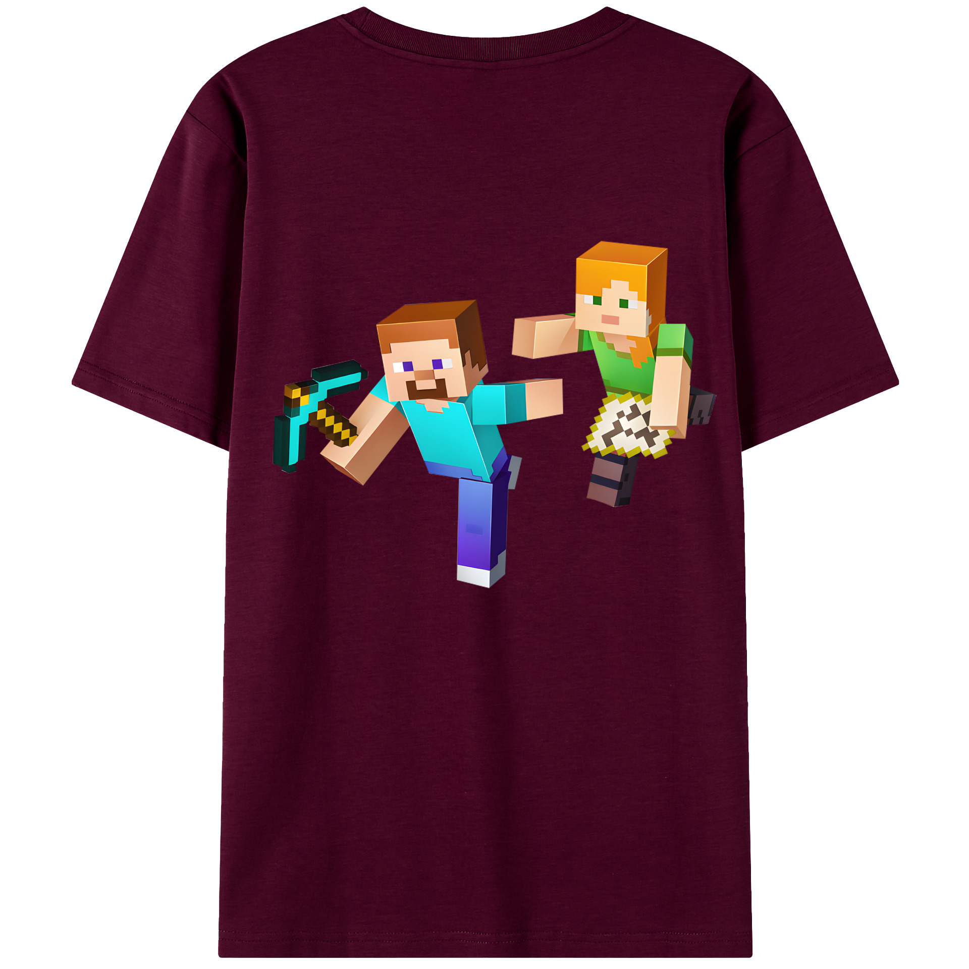 （画像用） マインクラフト ブロックの世界 Minecraft MC Block world レディース半袖Tシャツ(バックプリント)